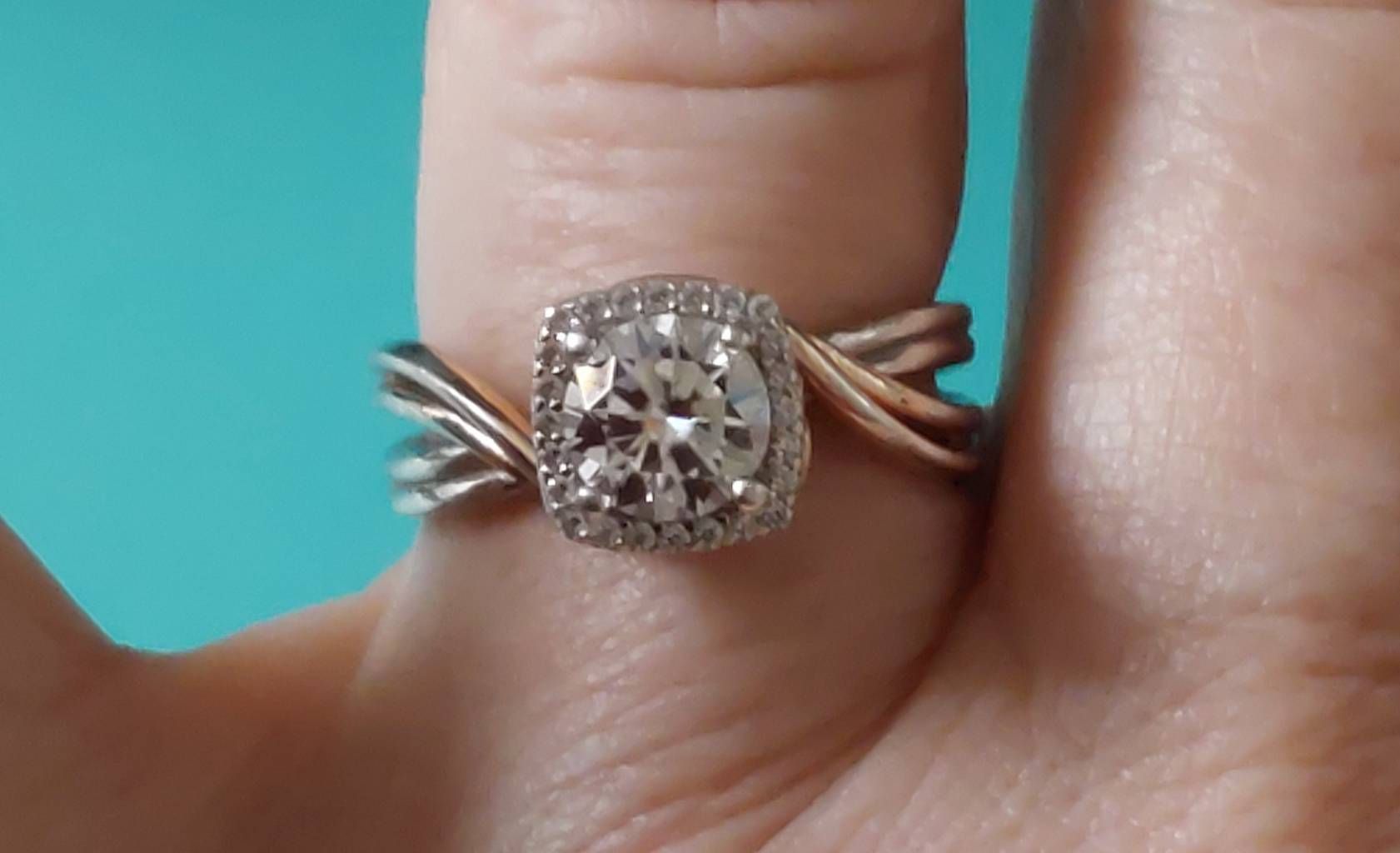1.5 Ct. Gra Certified Moissanite Round Halo Rose Gold Accent Engagement Ring #8